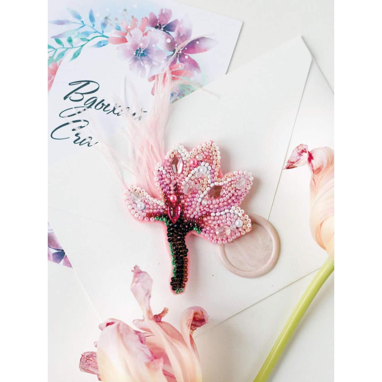 Abris Art Delicate Magnolia Bead Embroidery Decoration Kit